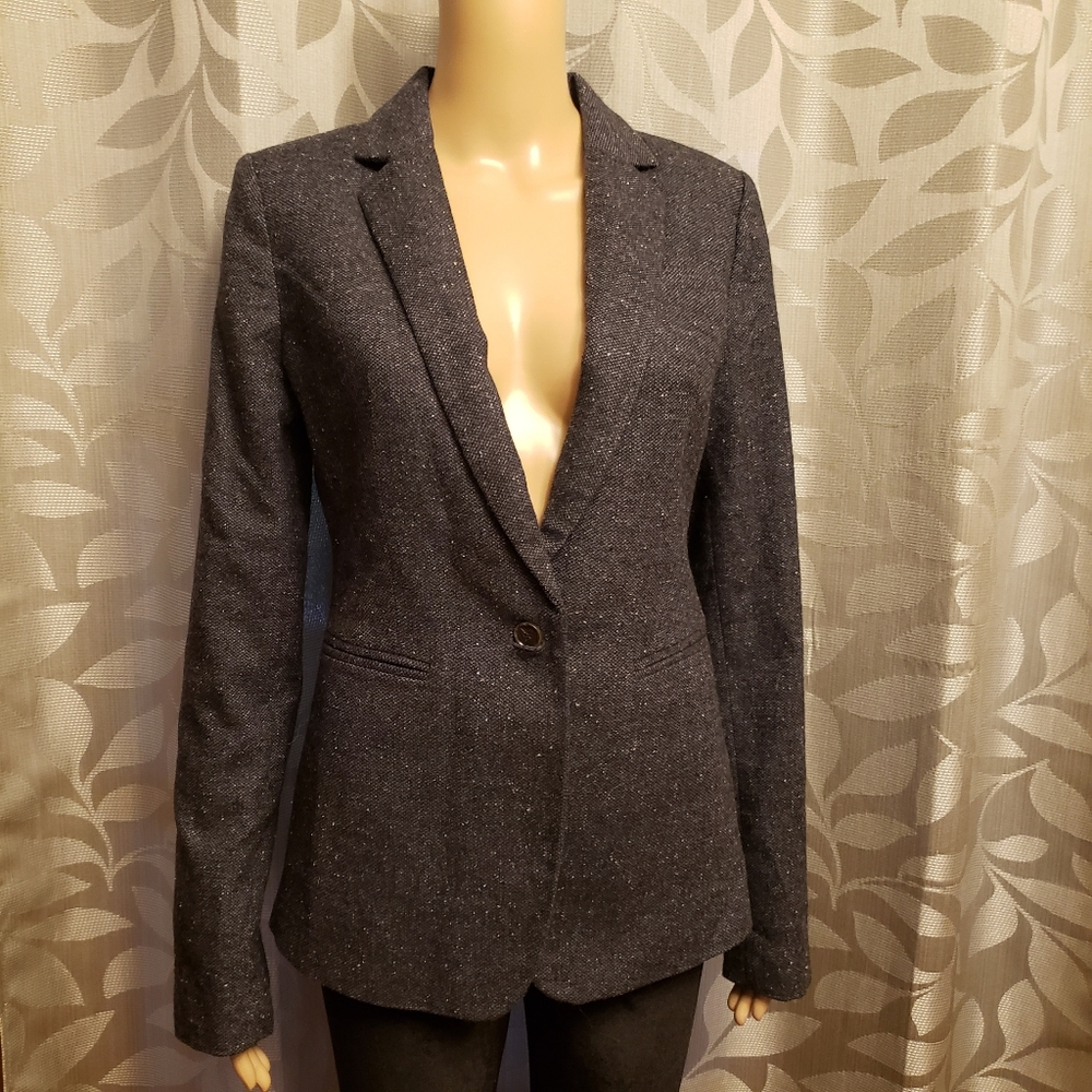 Loft Navy Blue Tweed Blazer Tall
